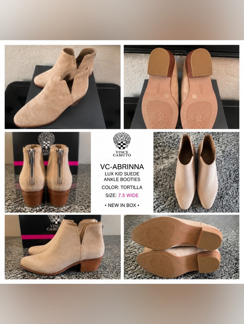 Vince Camuto Beige Suede Brinna Ankle Booties
